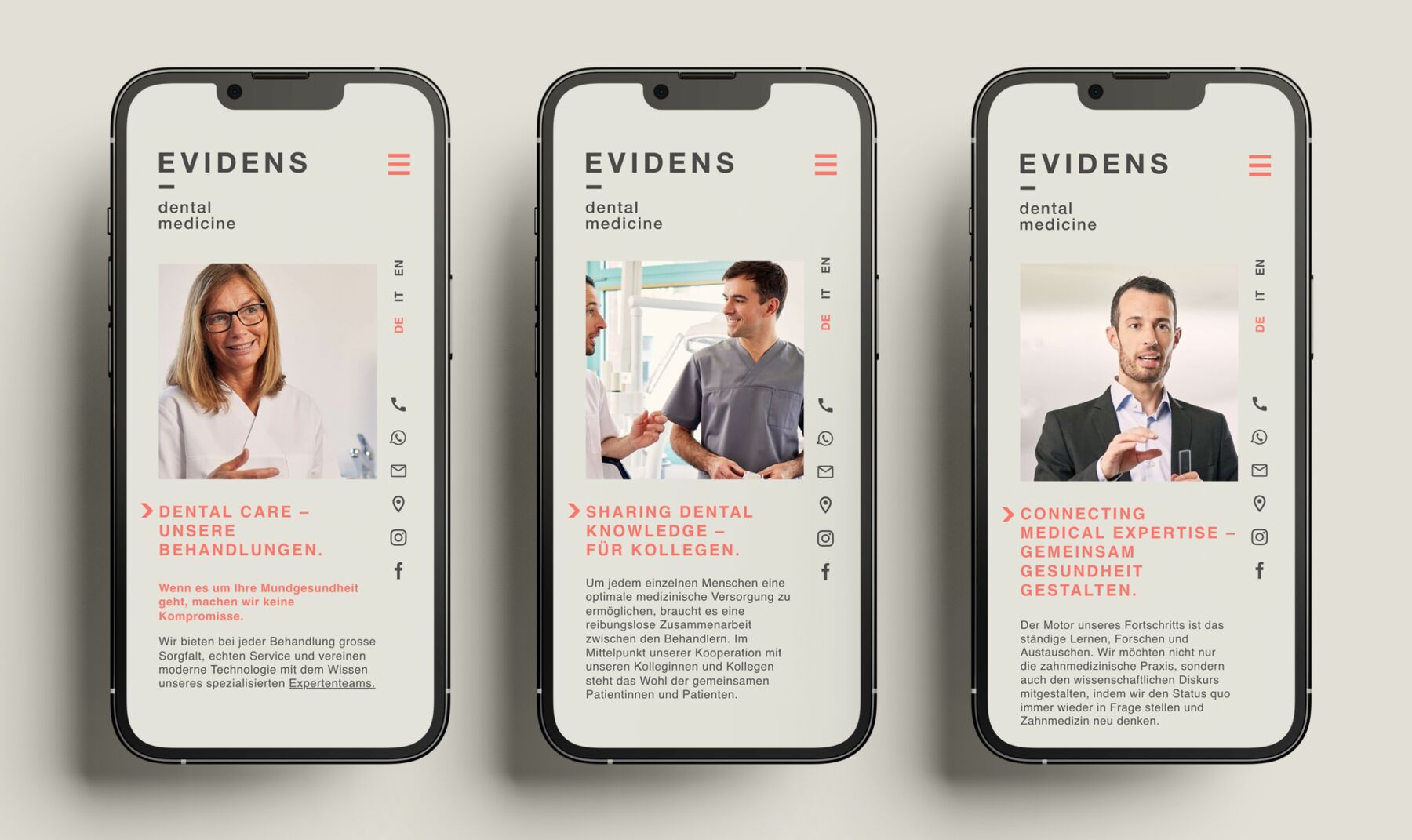 Evidens - responsive Design Webseite